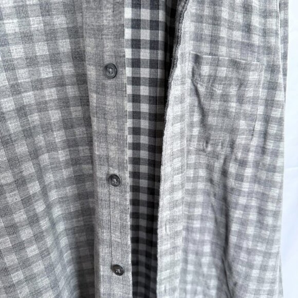 Marc Anthony Gray Corduroy Gingham Button Shirt - Picture 3 of 6